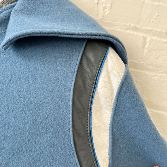 Unisex Holloway Varsity Jacket Heavy Wool Leather Accents Hood L/XL, 90s Vintage - Picture 7 of 12